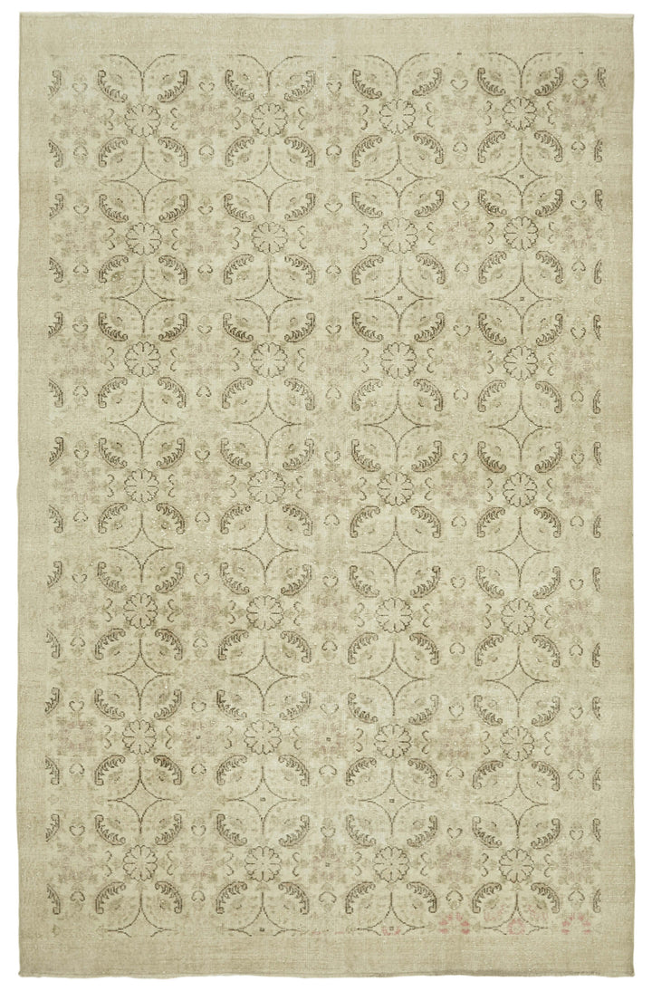 7x11 Beige Turkish Vintage Area Rug - 41399