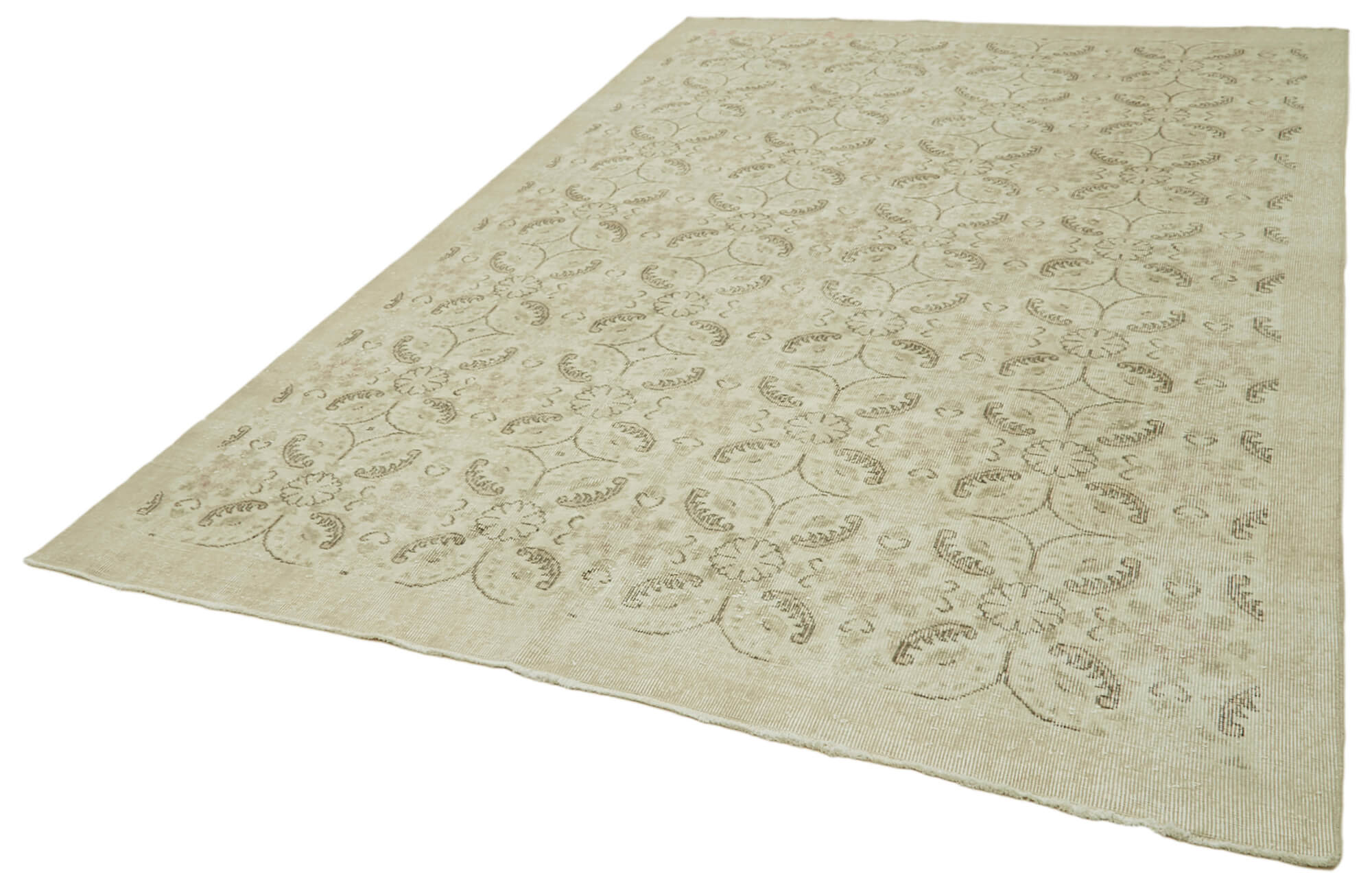 7x11 Beige Turkish Vintage Area Rug - 41399