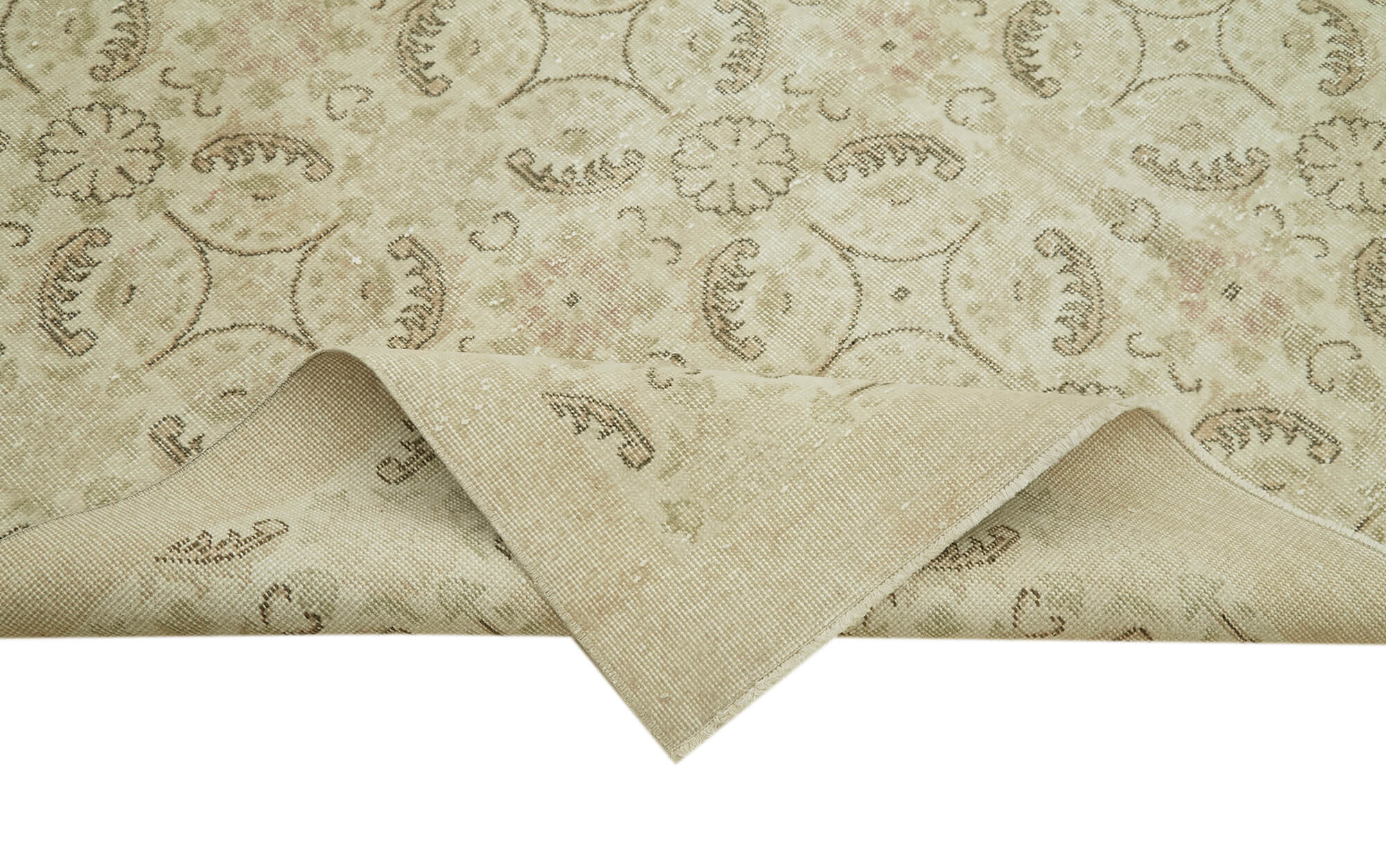 7x11 Beige Turkish Vintage Area Rug - 41399