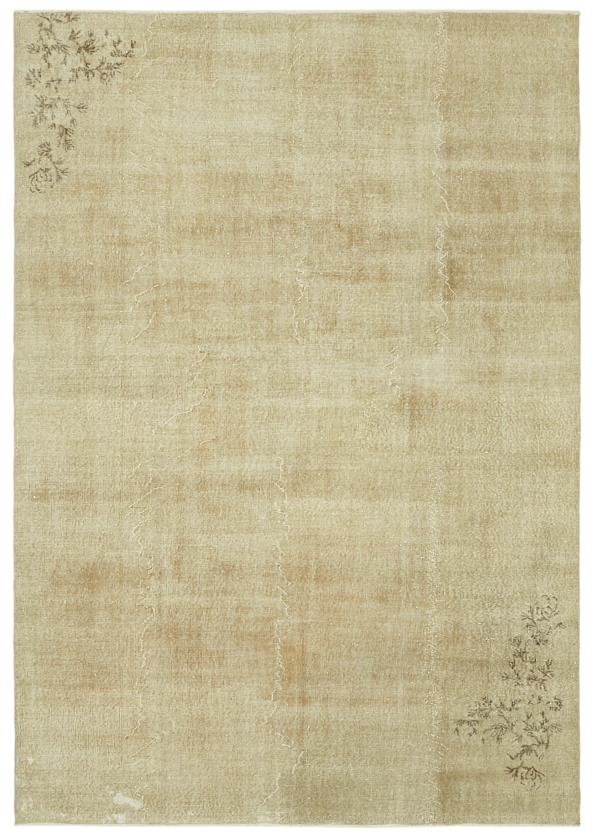 7x10 Beige Turkish Vintage Area Rug - 41406