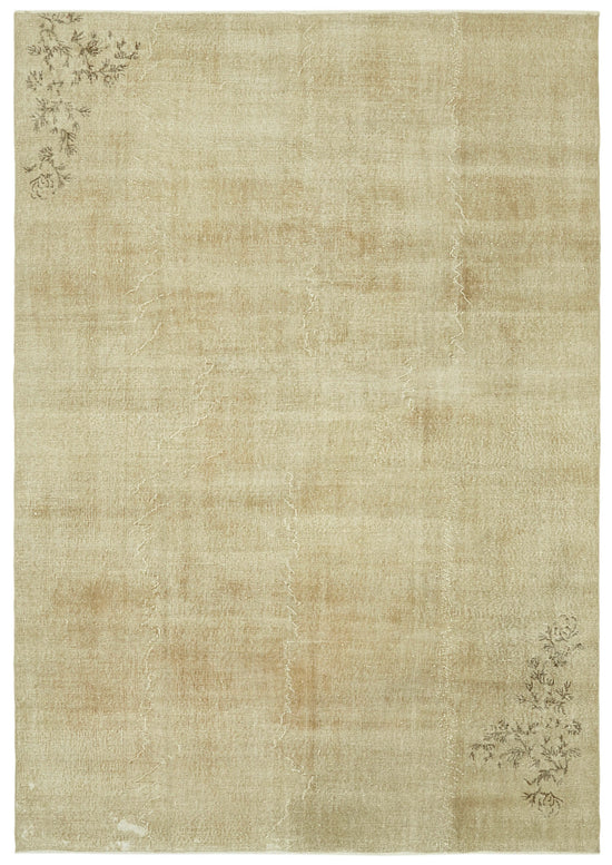 7x10 Beige Turkish Vintage Area Rug - 41406