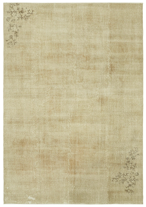 7x10 Beige Turkish Vintage Area Rug - 41406