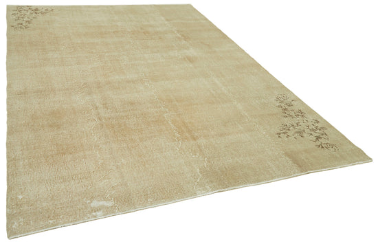 7x10 Beige Turkish Vintage Area Rug - 41406
