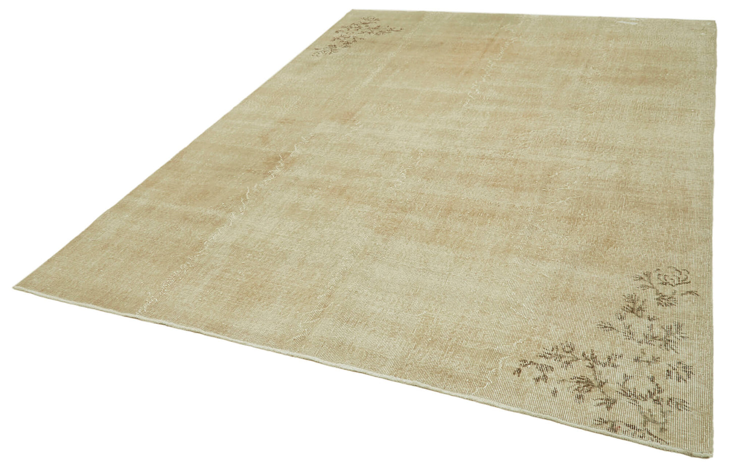 7x10 Beige Turkish Vintage Area Rug - 41406