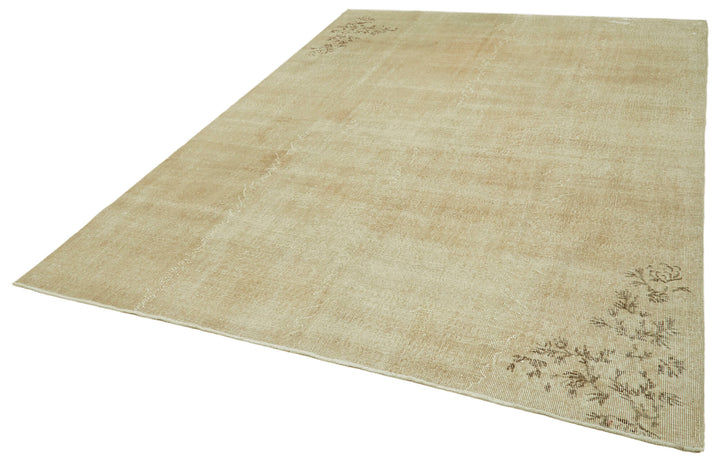7x10 Beige Turkish Vintage Area Rug - 41406
