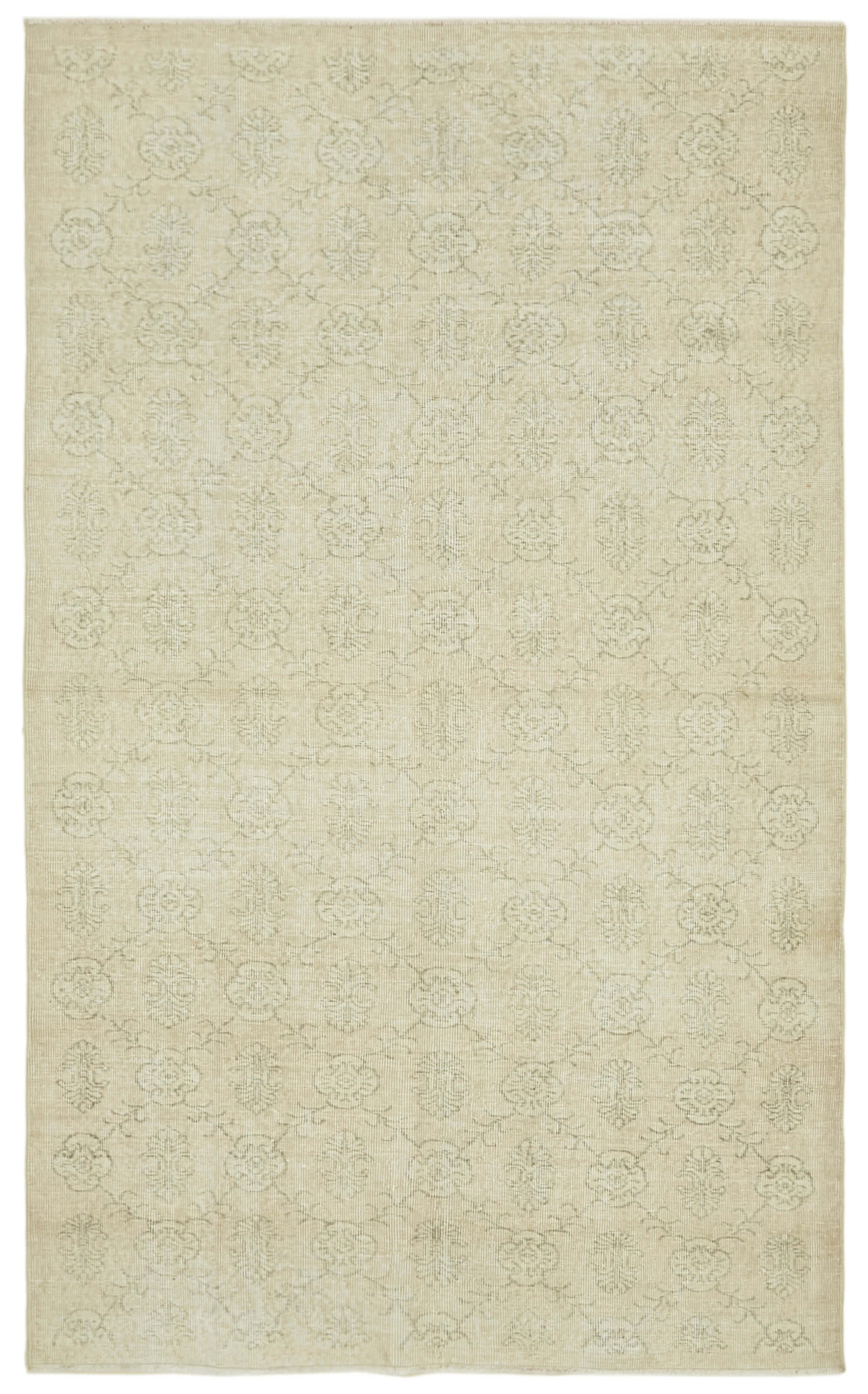 5x9 Beige Turkish Vintage Area Rug - 41407