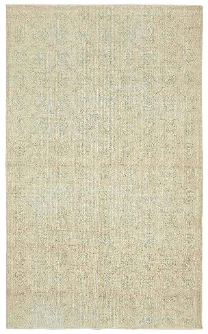 5x9 Beige Turkish Vintage Area Rug - 41407