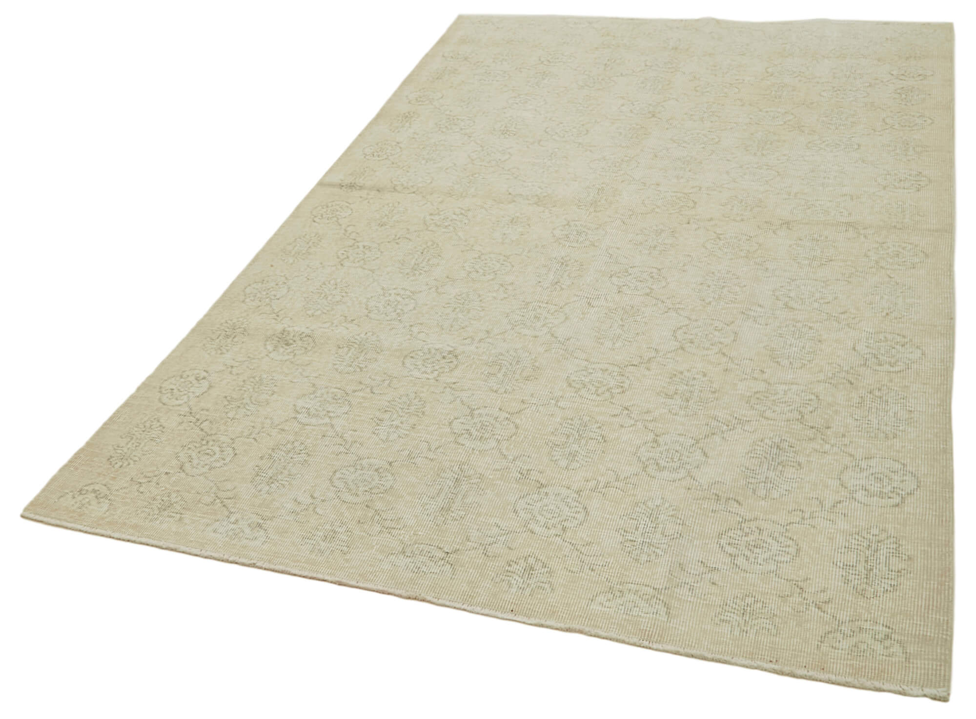 5x9 Beige Turkish Vintage Area Rug - 41407