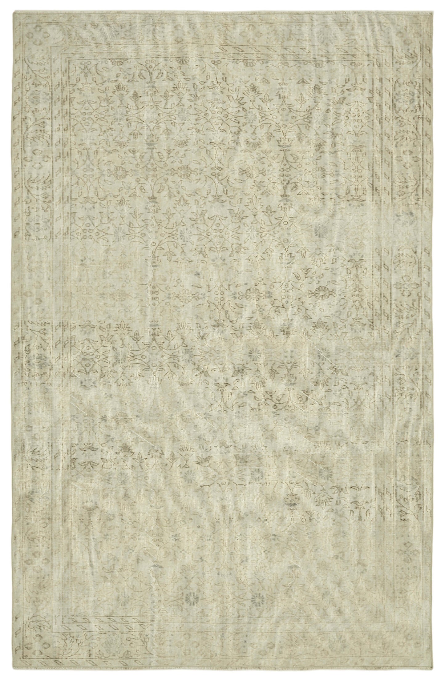 6x10 Beige Turkish Vintage Area Rug - 41408
