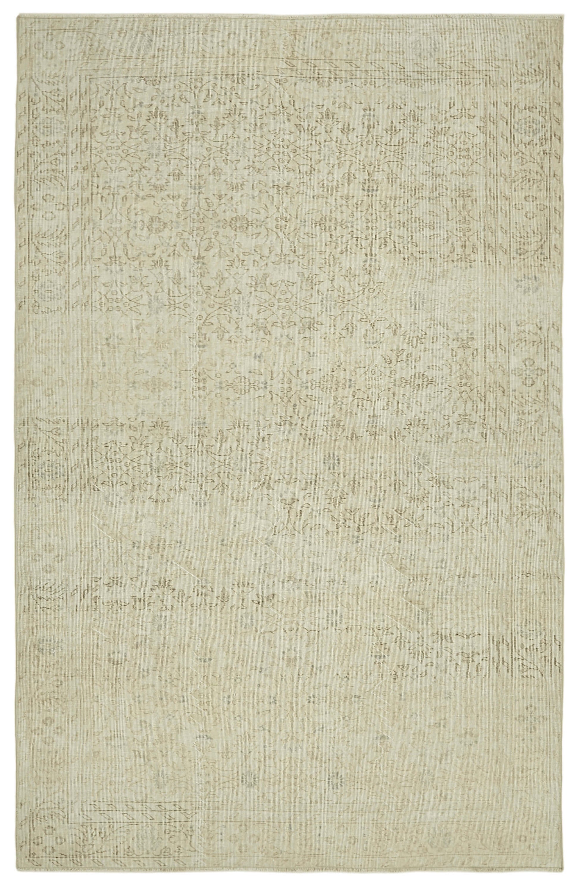 6x10 Beige Turkish Vintage Area Rug - 41408