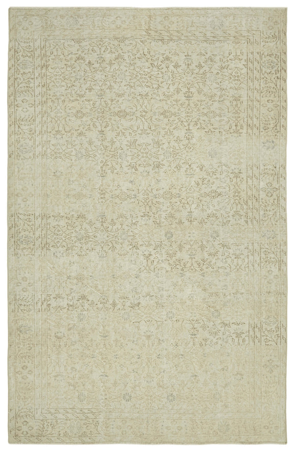 6x10 Beige Turkish Vintage Area Rug - 41408