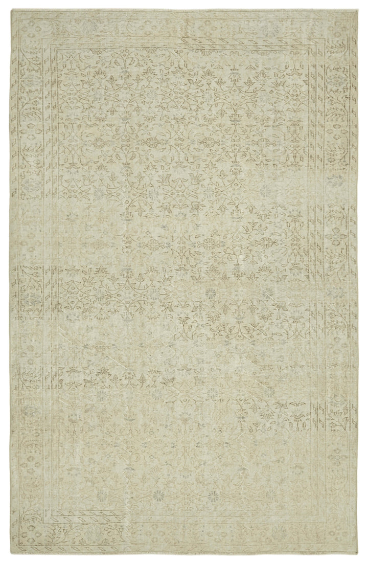 6x10 Beige Turkish Vintage Area Rug - 41408