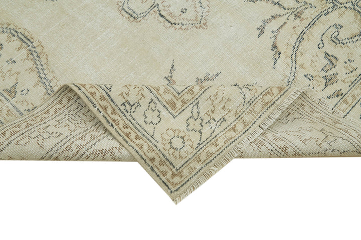 6x9 Beige Turkish Vintage Area Rug - 41411