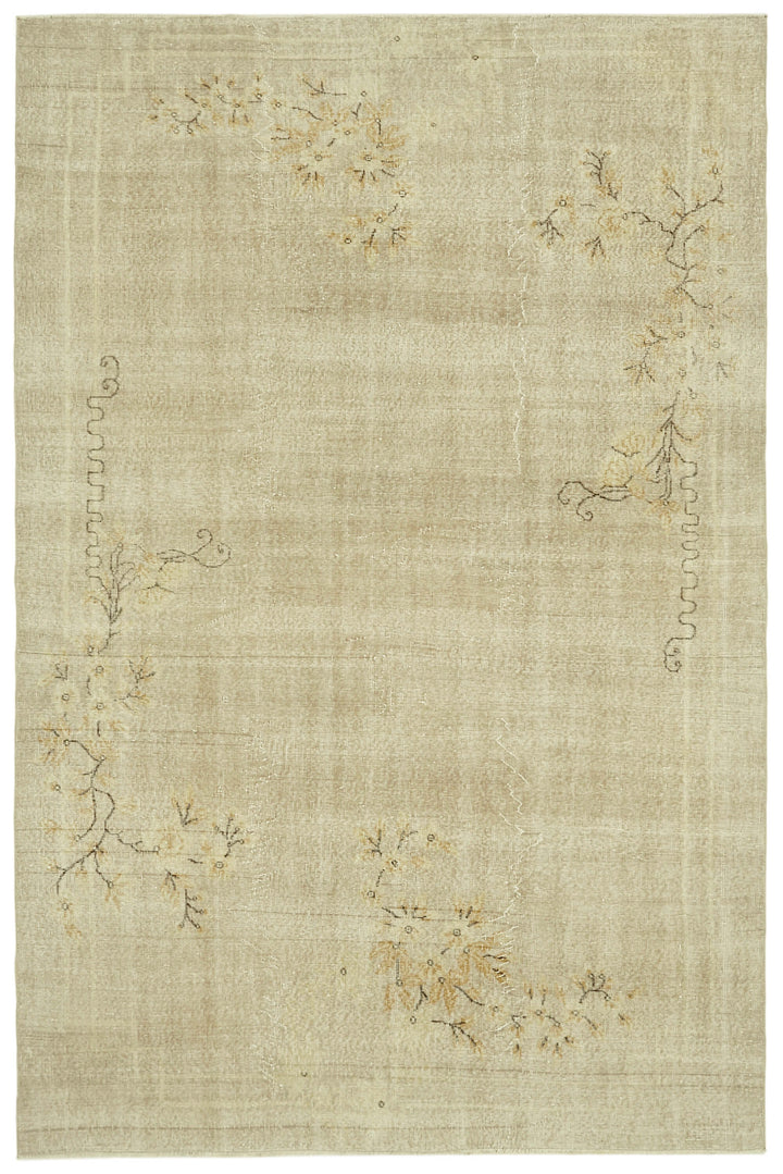 7x10 Beige Turkish Vintage Area Rug - 41415