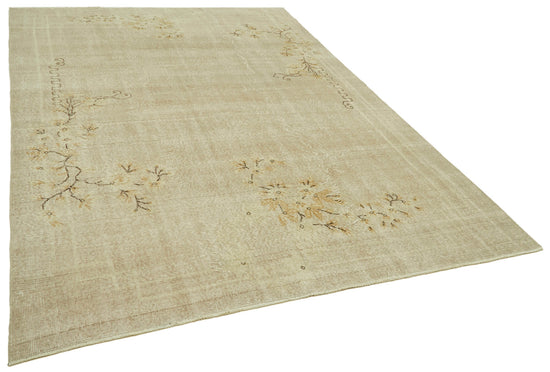7x10 Beige Turkish Vintage Area Rug - 41415