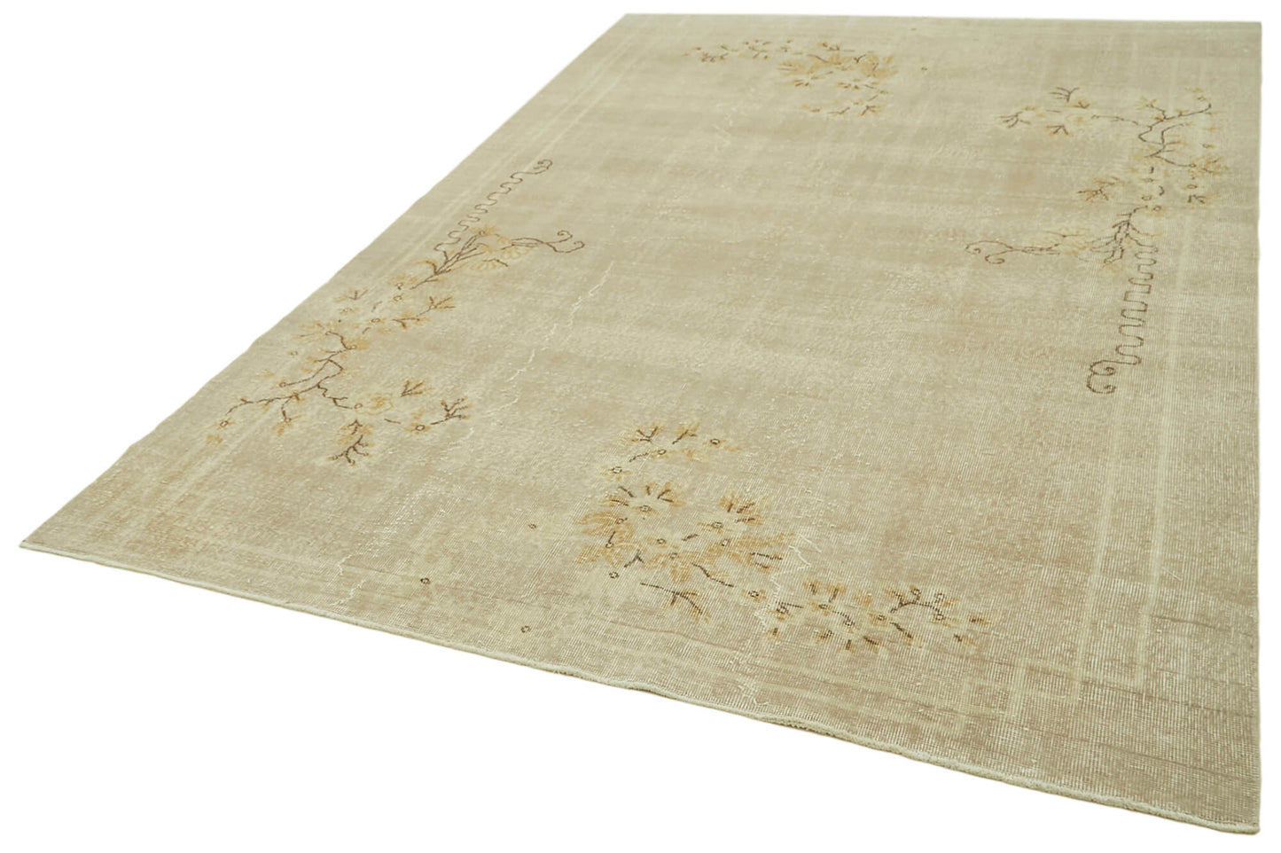 7x10 Beige Turkish Vintage Area Rug - 41415