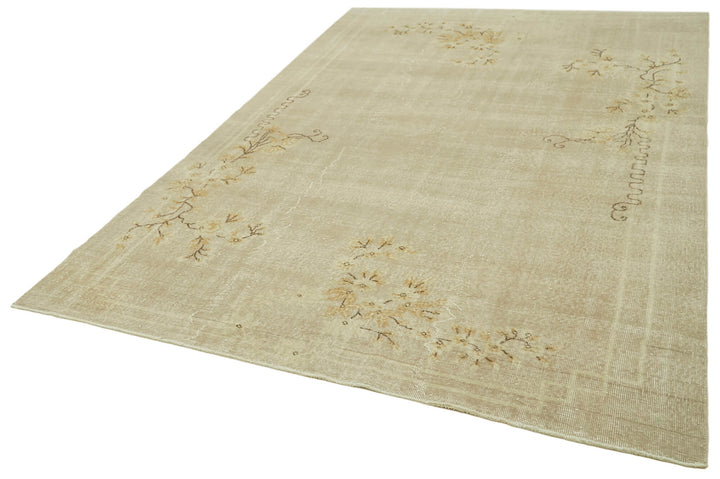 7x10 Beige Turkish Vintage Area Rug - 41415