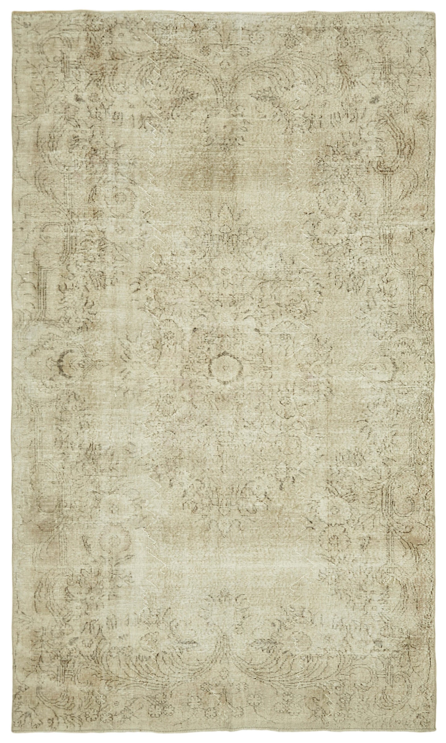 6x10 Beige Turkish Vintage Area Rug - 41424