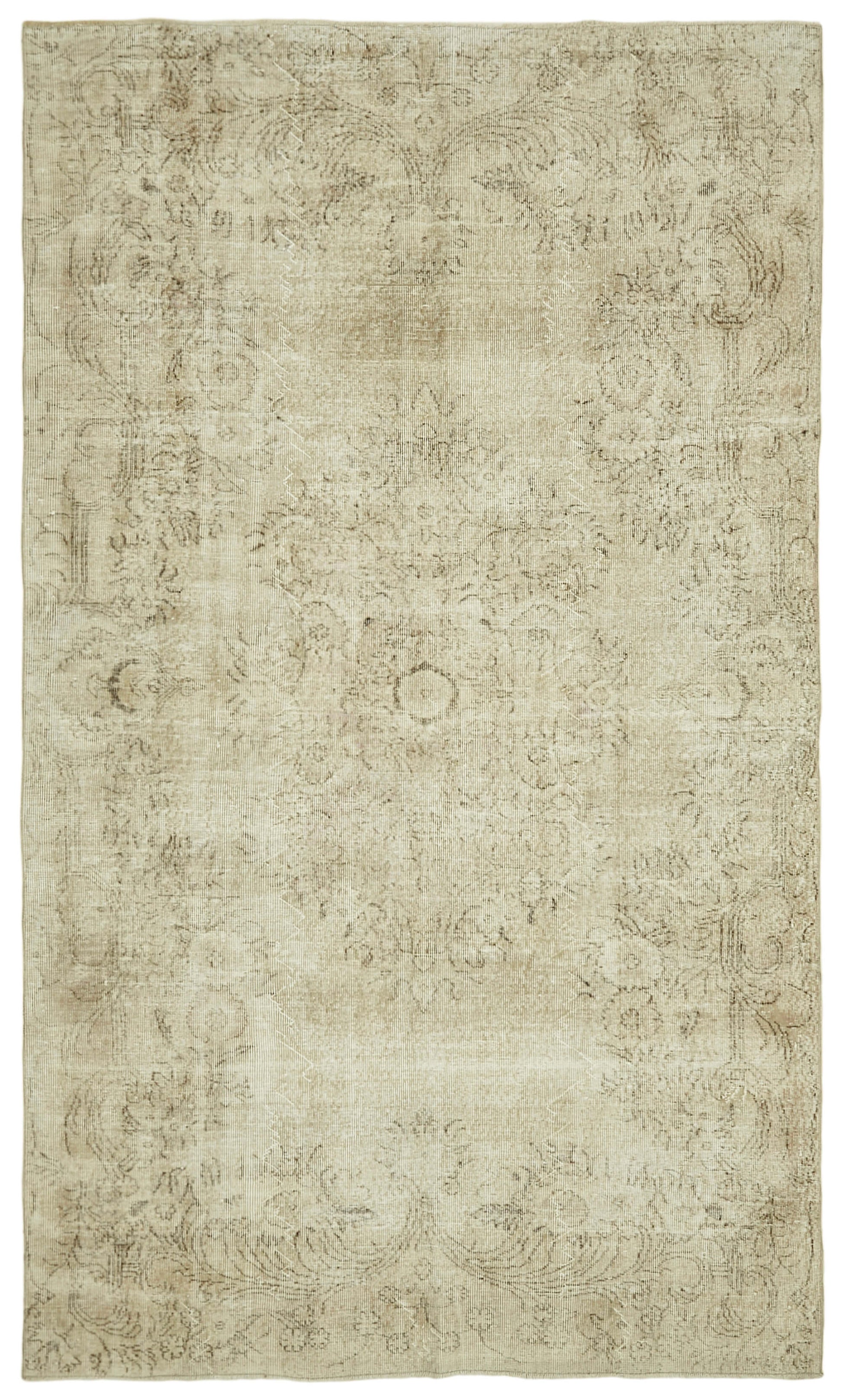 6x10 Beige Turkish Vintage Area Rug - 41424