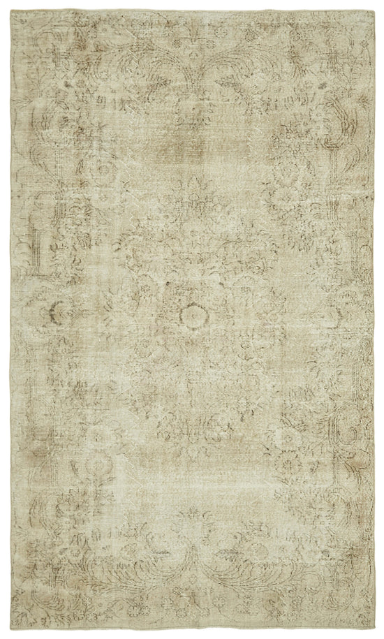 6x10 Beige Turkish Vintage Area Rug - 41424