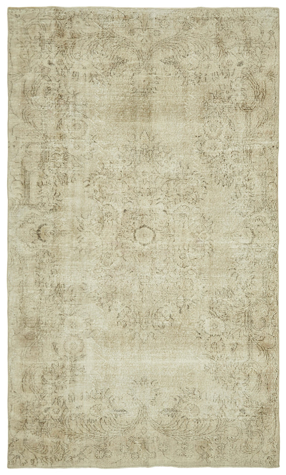 6x10 Beige Turkish Vintage Area Rug - 41424