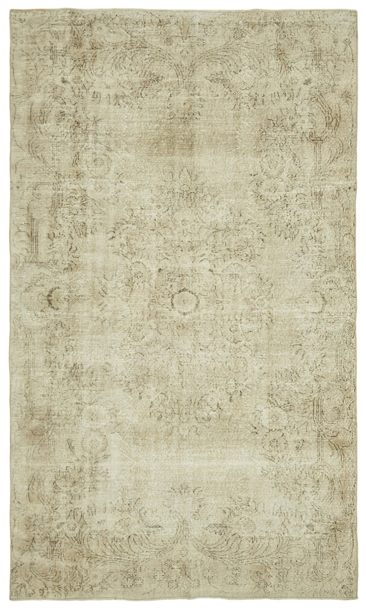 6x10 Beige Turkish Vintage Area Rug - 41424
