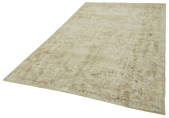 6x10 Beige Turkish Vintage Area Rug - 41424