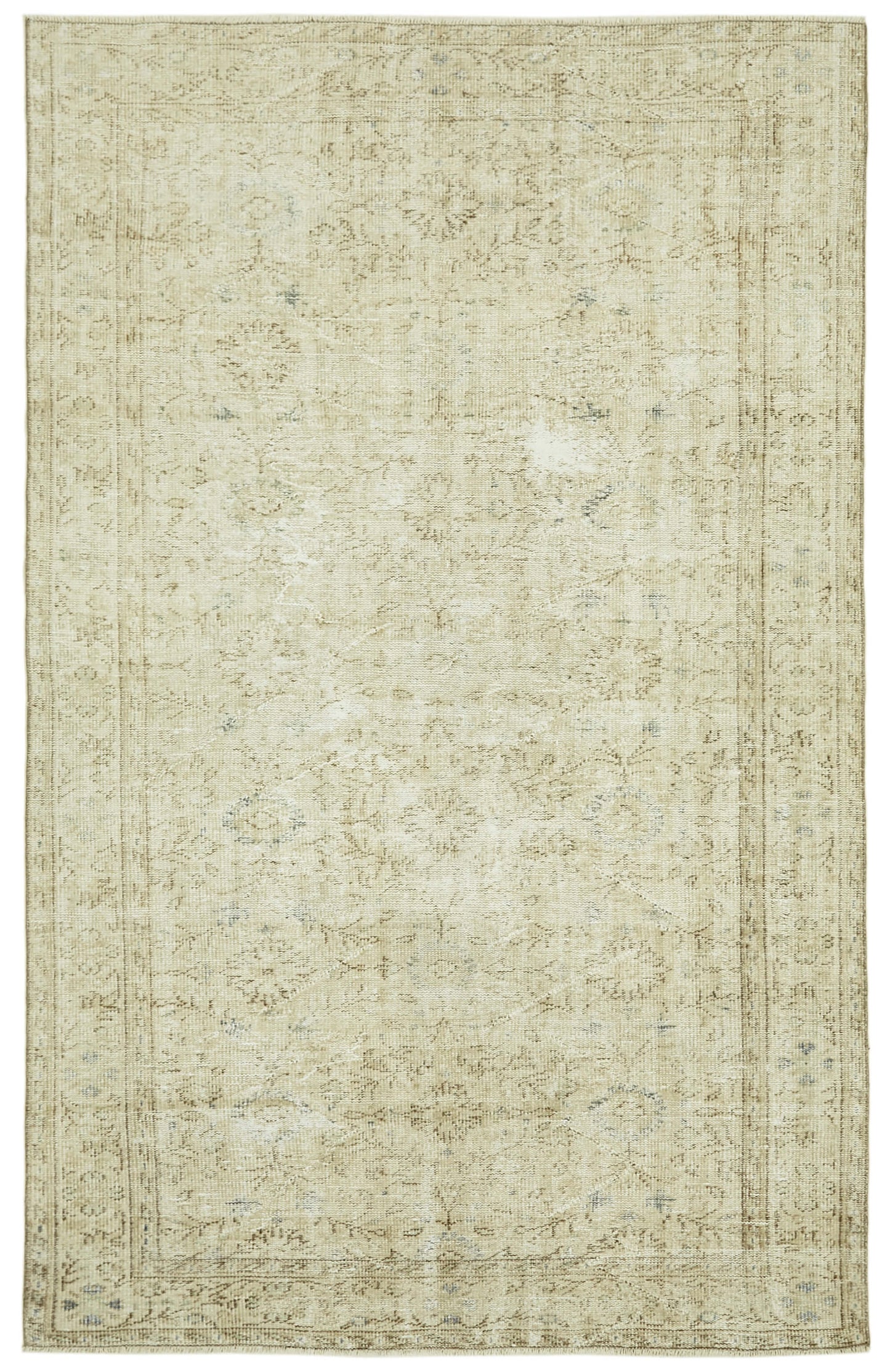 6x10 Beige Turkish Vintage Area Rug - 41426