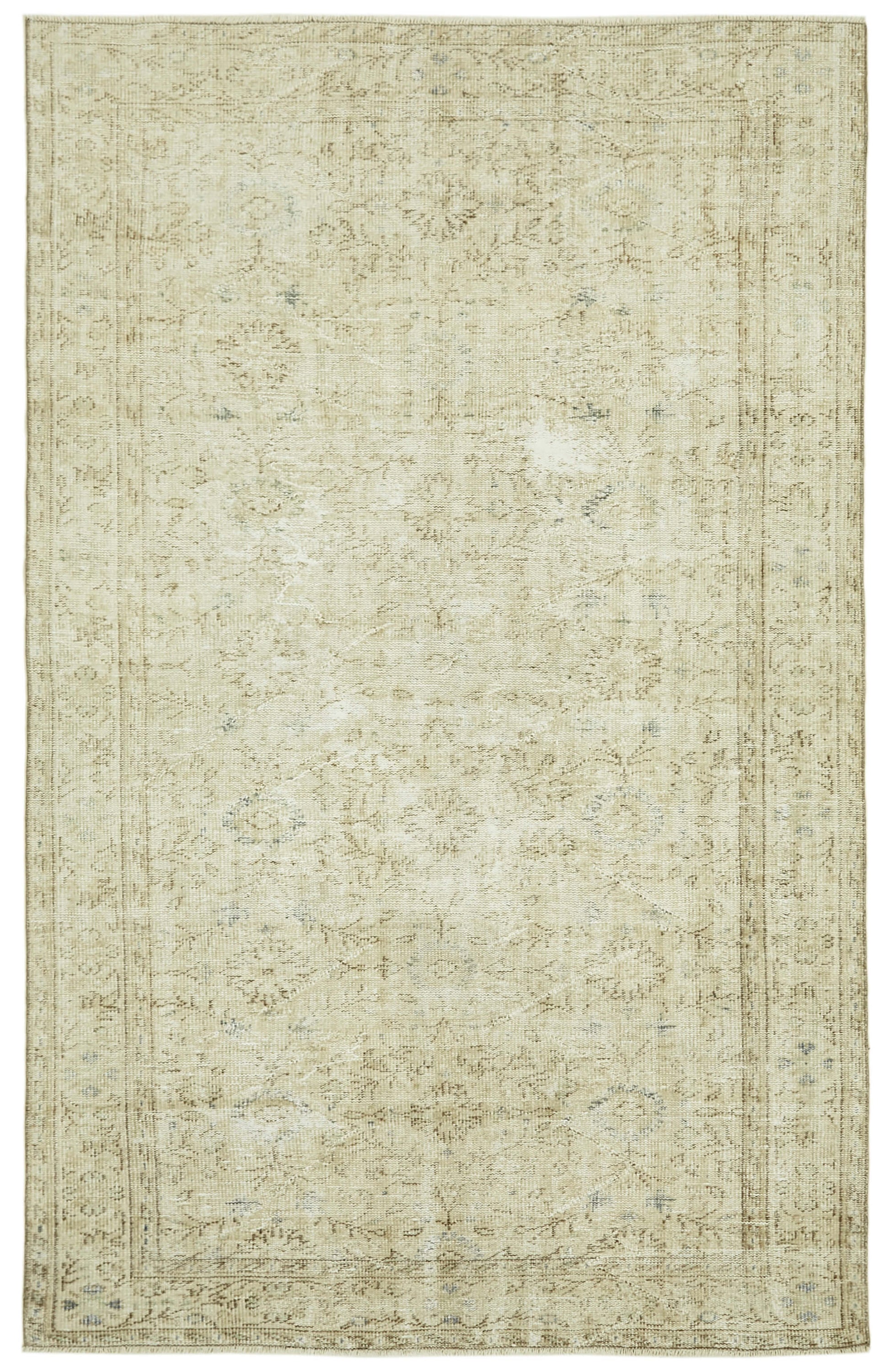6x10 Beige Turkish Vintage Area Rug - 41426