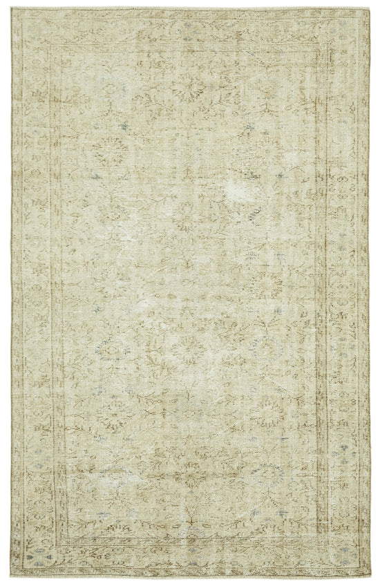 6x10 Beige Turkish Vintage Area Rug - 41426