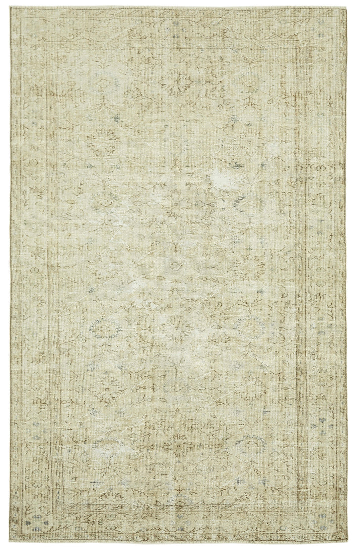 6x10 Beige Turkish Vintage Area Rug - 41426