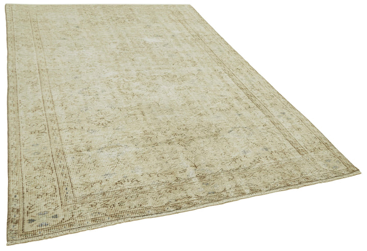 6x10 Beige Turkish Vintage Area Rug - 41426