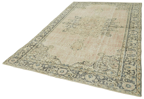 6x10 Beige Turkish Vintage Area Rug - 41429