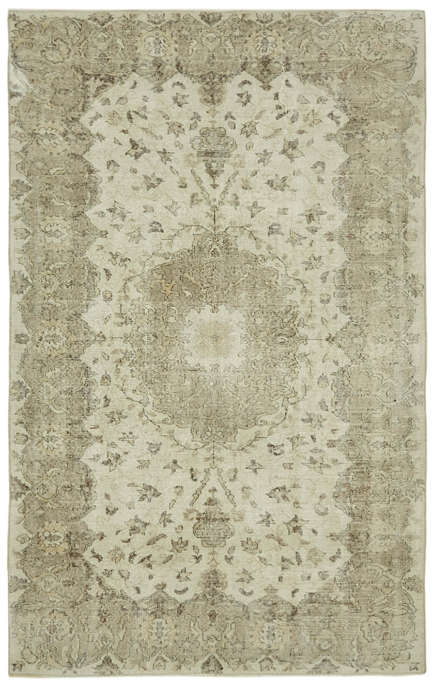 6x9 Beige Turkish Vintage Area Rug - 41440