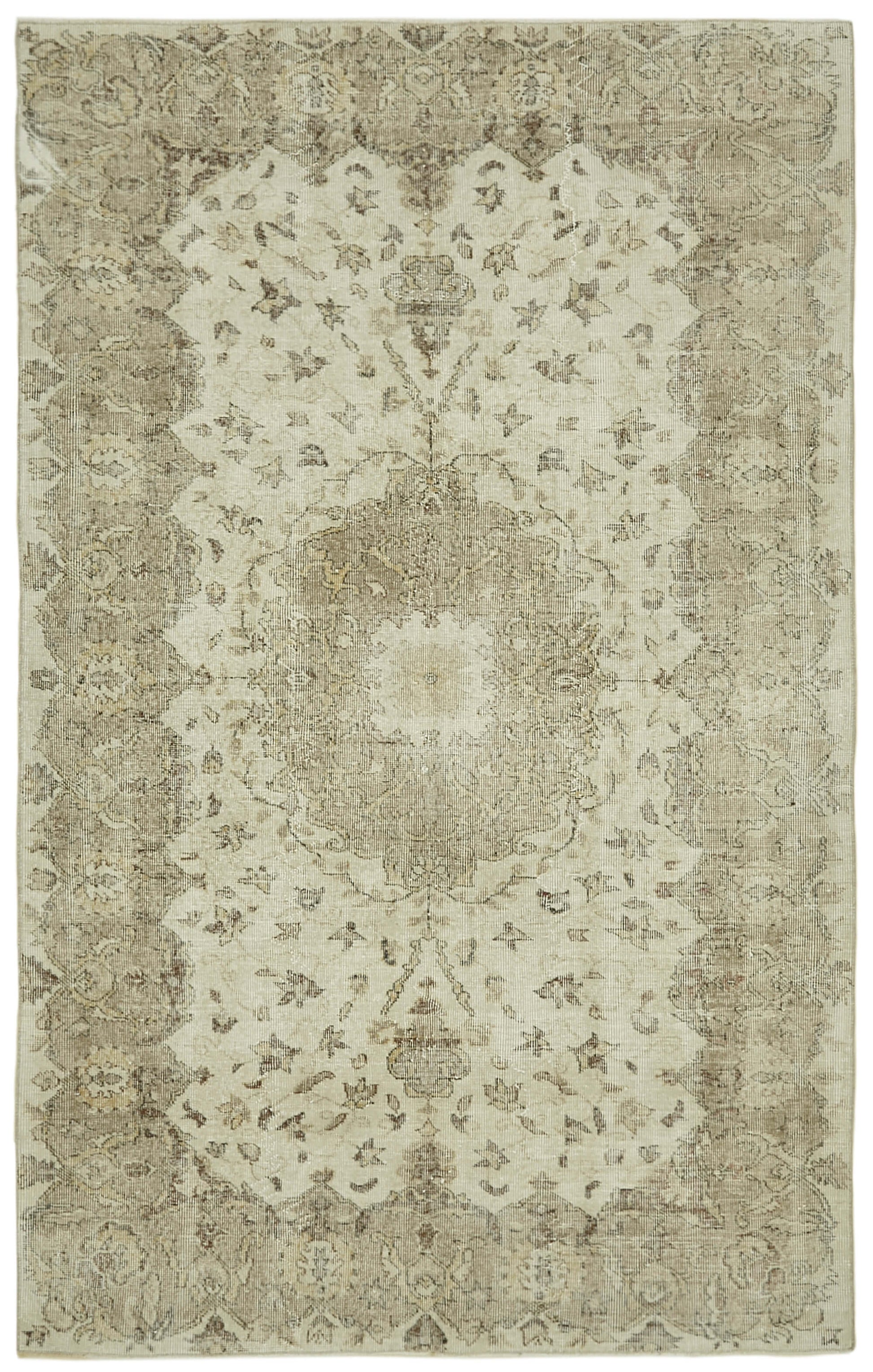 6x9 Beige Turkish Vintage Area Rug - 41440