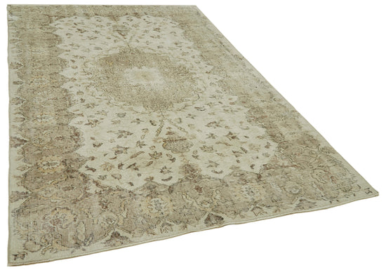6x9 Beige Turkish Vintage Area Rug - 41440