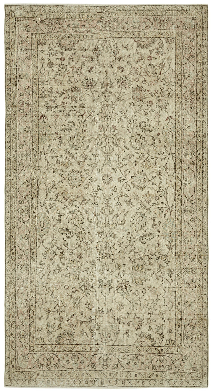 5x9 Beige Turkish Vintage Area Rug - 41441