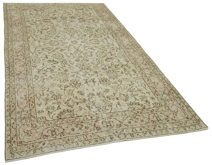 5x9 Beige Turkish Vintage Area Rug - 41441