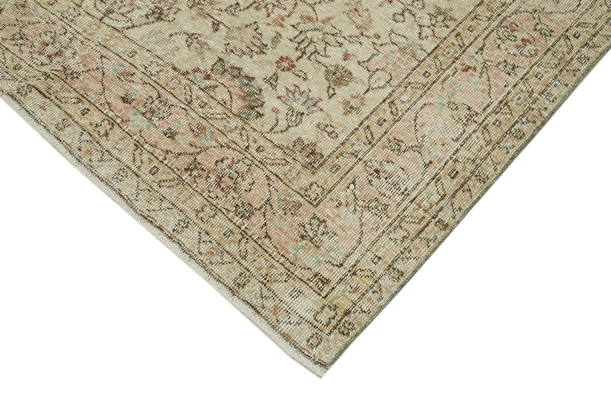 5x9 Beige Turkish Vintage Area Rug - 41441