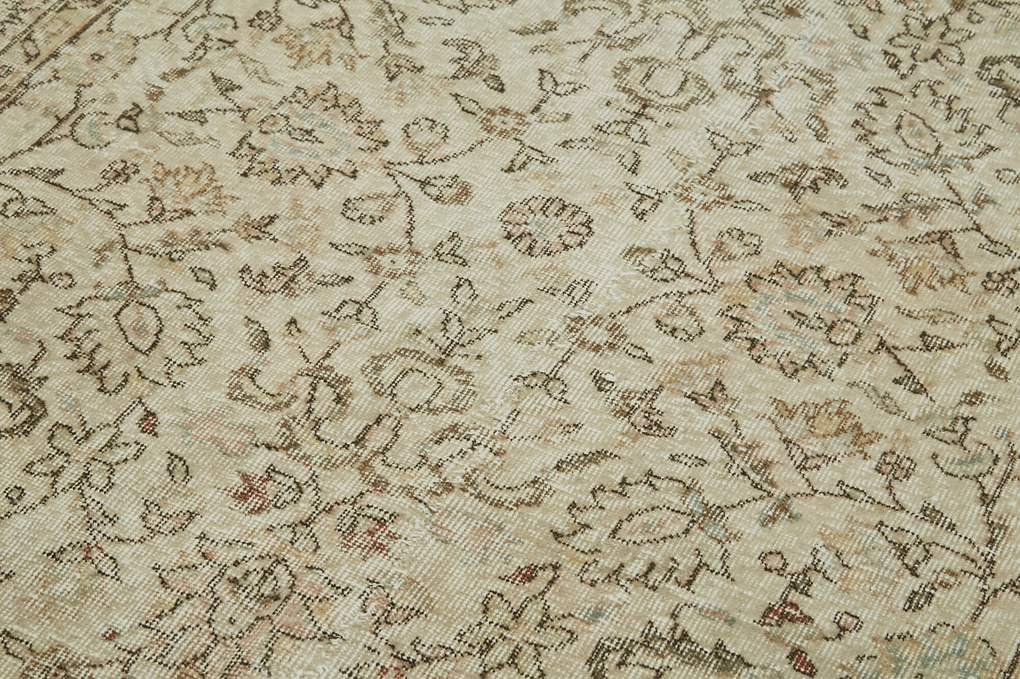 5x9 Beige Turkish Vintage Area Rug - 41441
