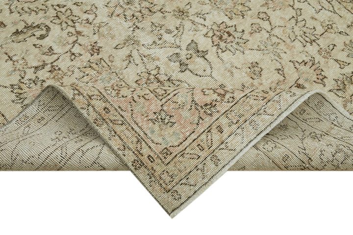 5x9 Beige Turkish Vintage Area Rug - 41441