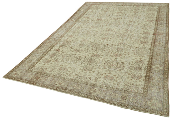 6x9 Beige Turkish Vintage Area Rug - 41443