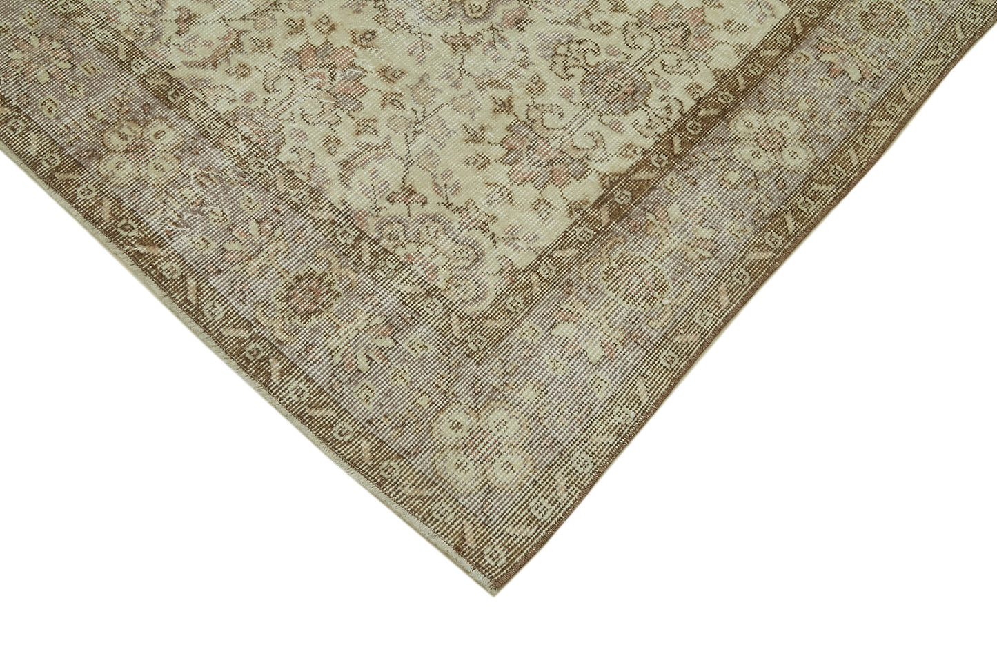6x9 Beige Turkish Vintage Area Rug - 41443