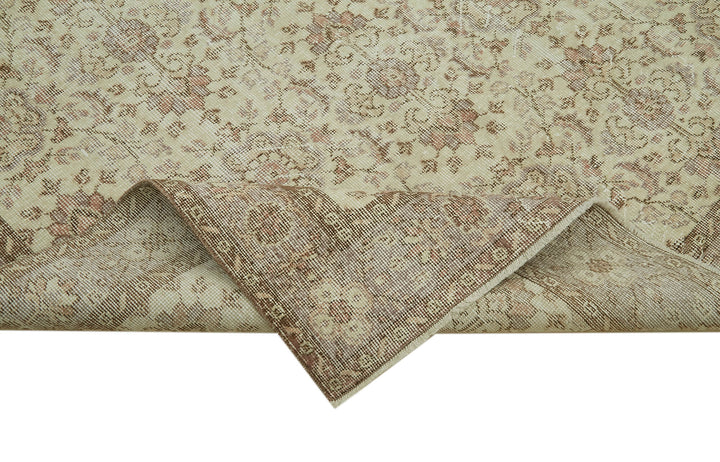 6x9 Beige Turkish Vintage Area Rug - 41443