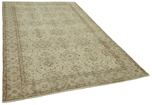 5x9 Beige Turkish Vintage Area Rug - 41444