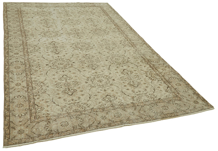 5x9 Beige Turkish Vintage Area Rug - 41444