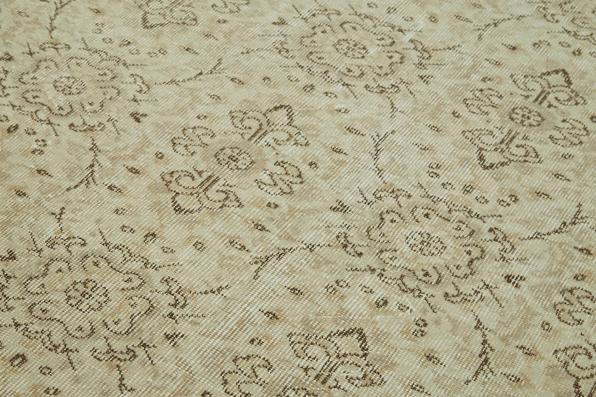 5x9 Beige Turkish Vintage Area Rug - 41444