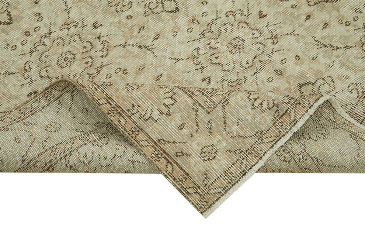 5x9 Beige Turkish Vintage Area Rug - 41444