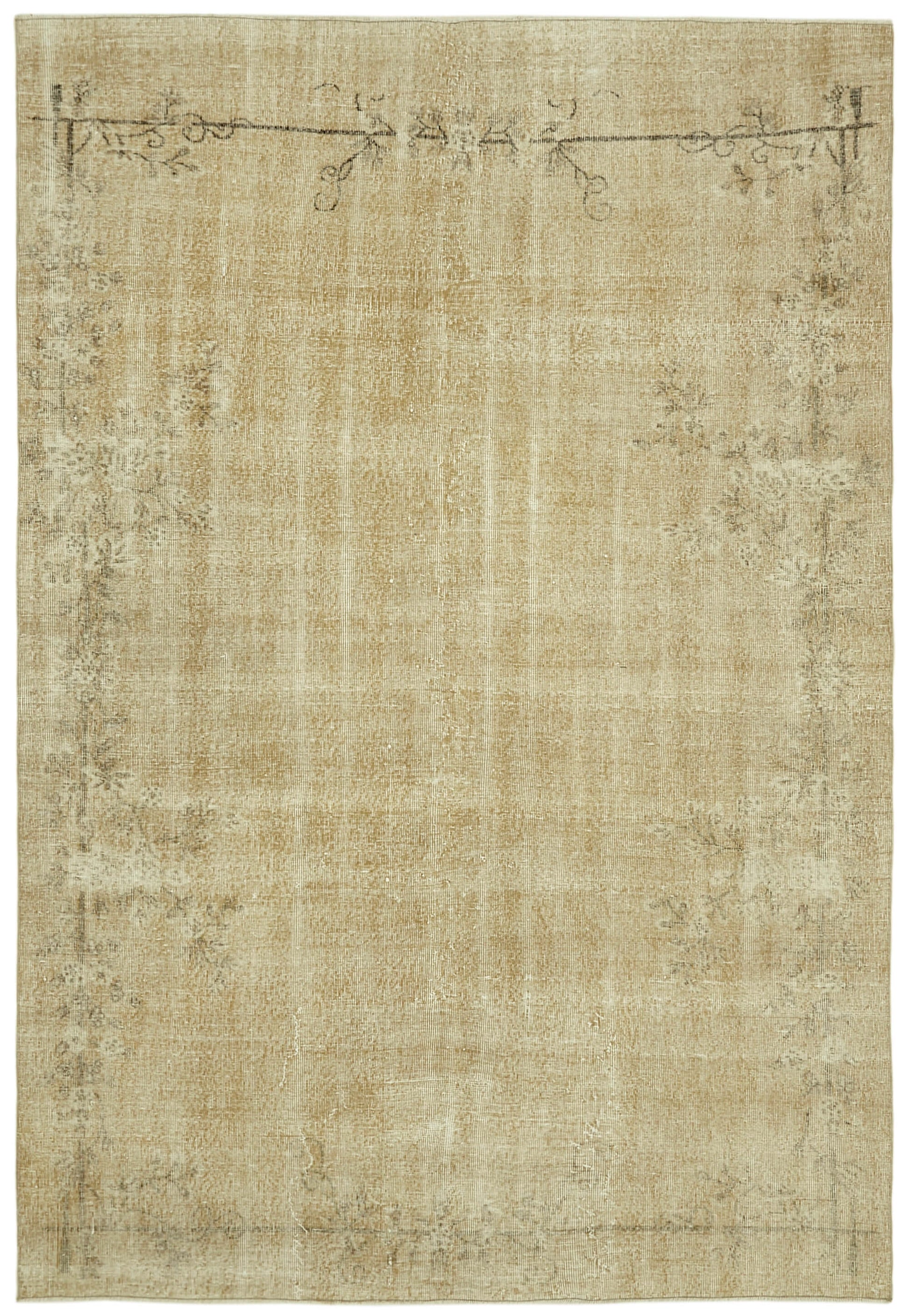 7x10 Beige Turkish Vintage Area Rug - 41445
