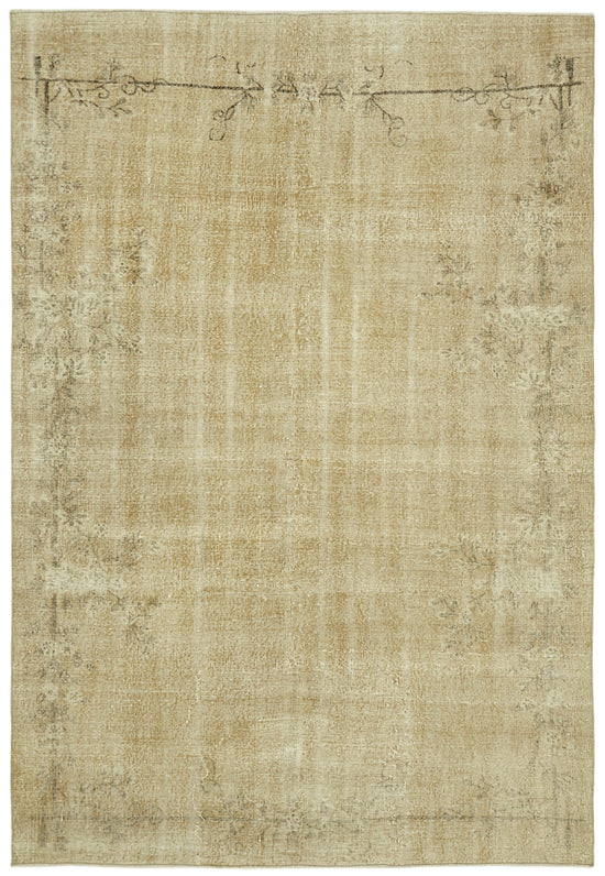 7x10 Beige Turkish Vintage Area Rug - 41445